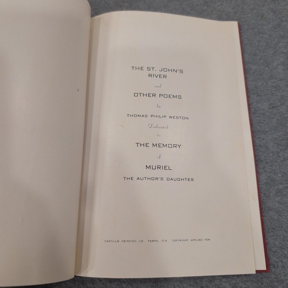 The St. John's River and Other Poems Thomas Philip Weston Red Signed - Picture 5 of 5